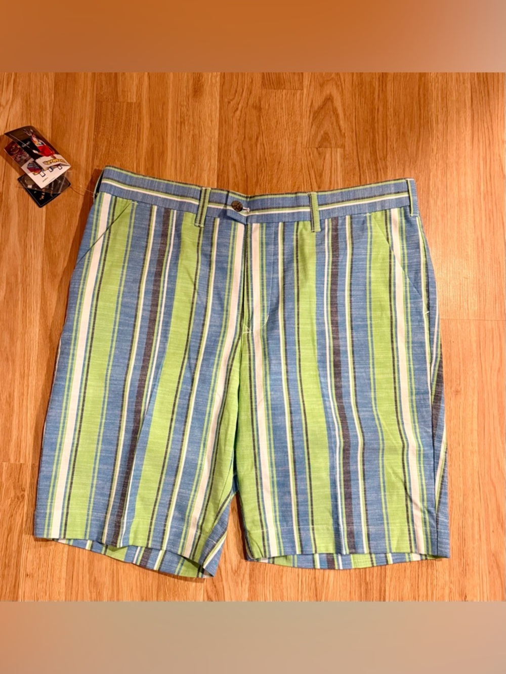 NEW Men’s Loudmouth Golf Nassau Cotton Stretch Shorts - Blue/Green - Size 36